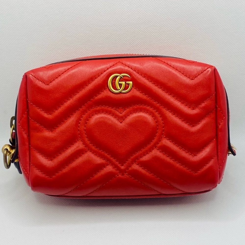 /traded/💯 Gucci Marmont Calfskin Matelasse GG Marmont Case in Hibiscus Red - Picture 3 of 16